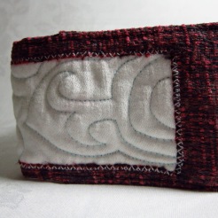 Handmade,quilted red and white card wallet